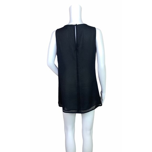 White House Black Market Black Sleeveless  Beaded Top Size 6 Small - Picture 5 of 7